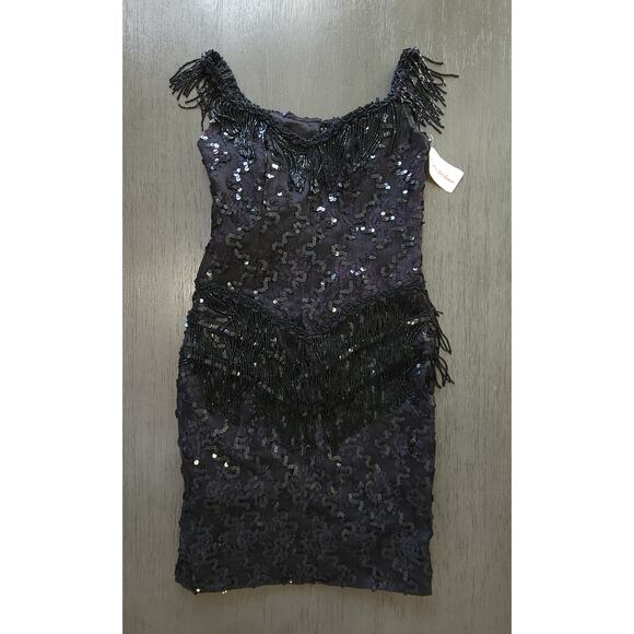 NWT Vintage Julie Duroche for After Five Beaded Cocktail Flapper Dress Size 2P - Picture 1 of 15